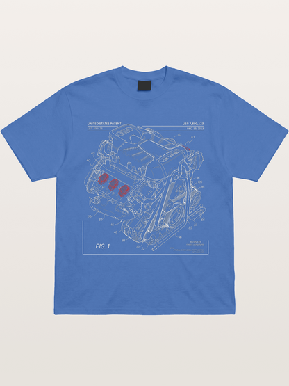 V6 TFSI Audi Powertrain Patent Drawing Gildan T-shirt