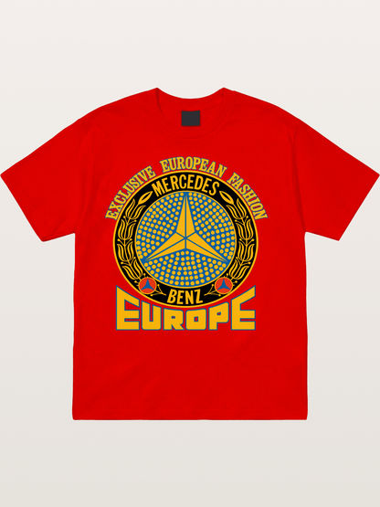 European Fashion Mercedes Print Cotton T-shirt