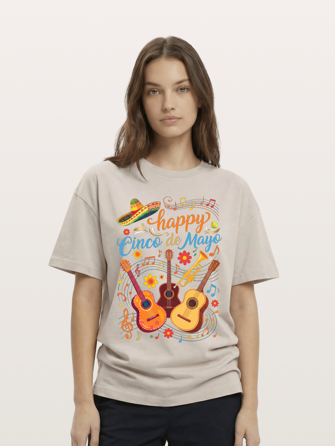 Mexican Guitar Trumpet Notes Cotton T-shirt