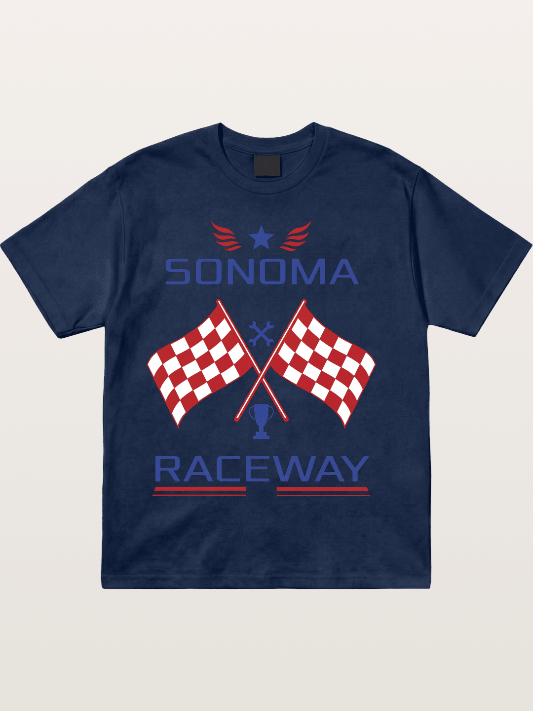 Sonoma Raceway Checkered Flag Crest Cotton T-shirt