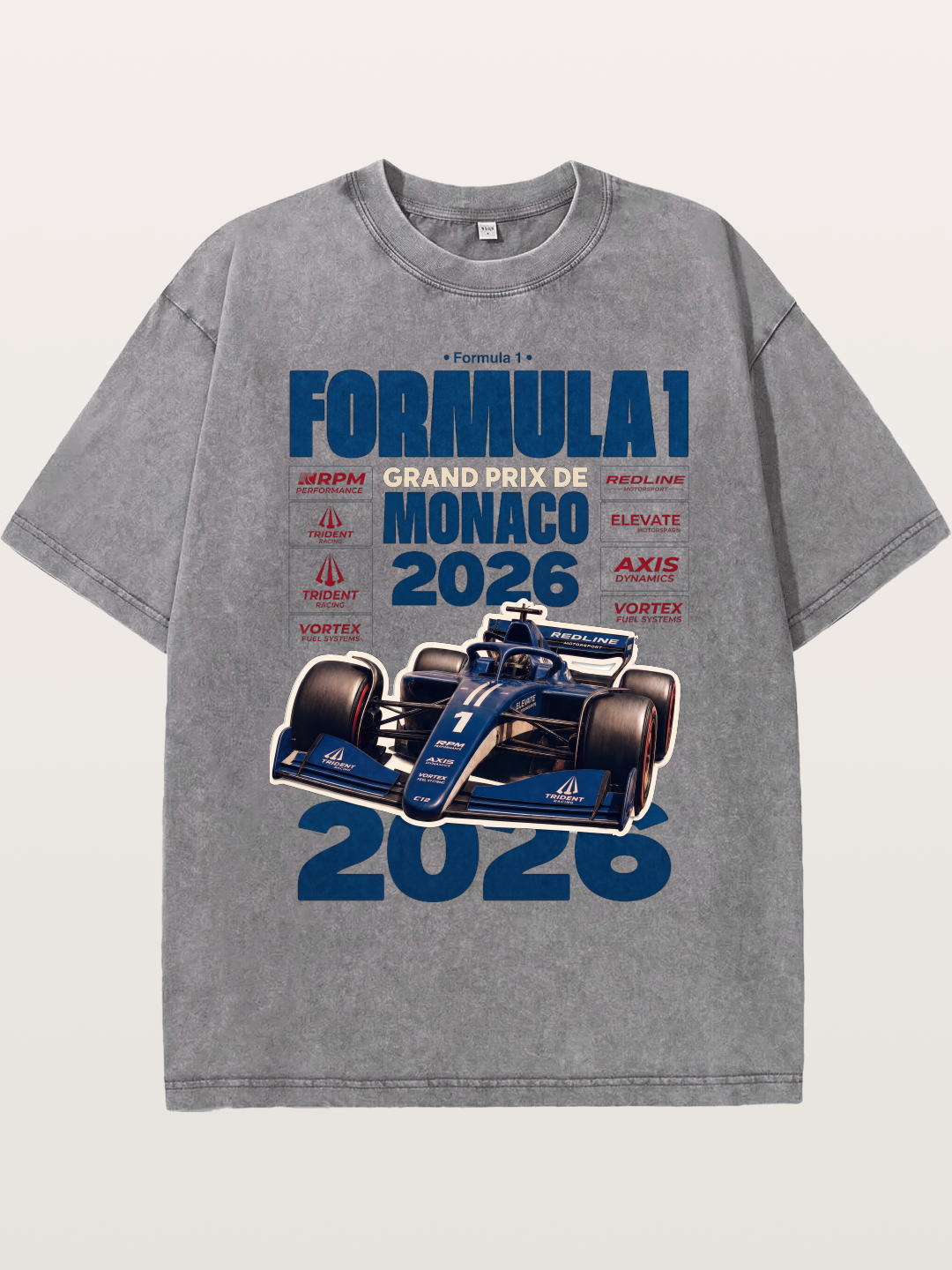 Deep Blue Monaco F1 2026 Card Washed T-shirt