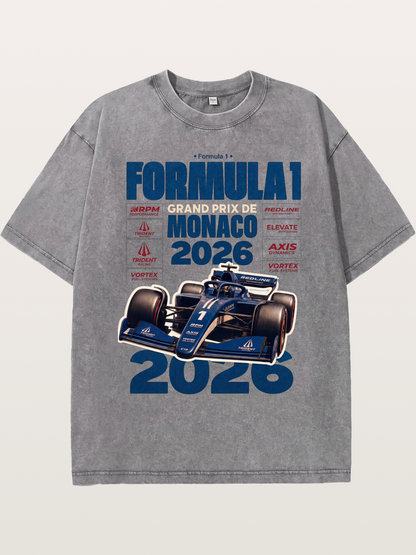 Deep Blue Monaco F1 2026 Card Washed T-shirt