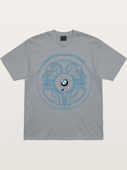 BMW M Vintage Steering Wheel Draft Gildan T-shirt