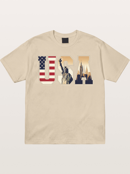 USA Letters Liberty City Skyline Gildan T-shirt
