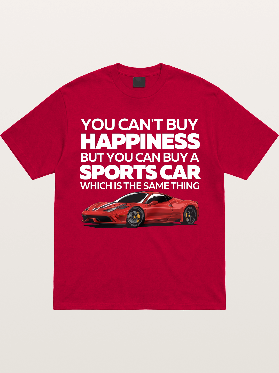 Sports Car Happiness Quote Red Ferrari Gildan T-shirt