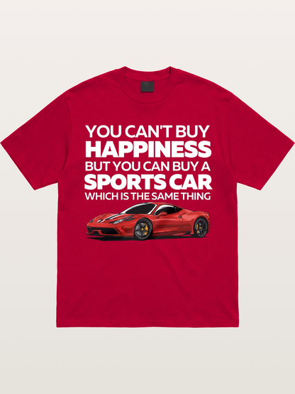 Sports Car Happiness Quote Red Ferrari Gildan T-shirt