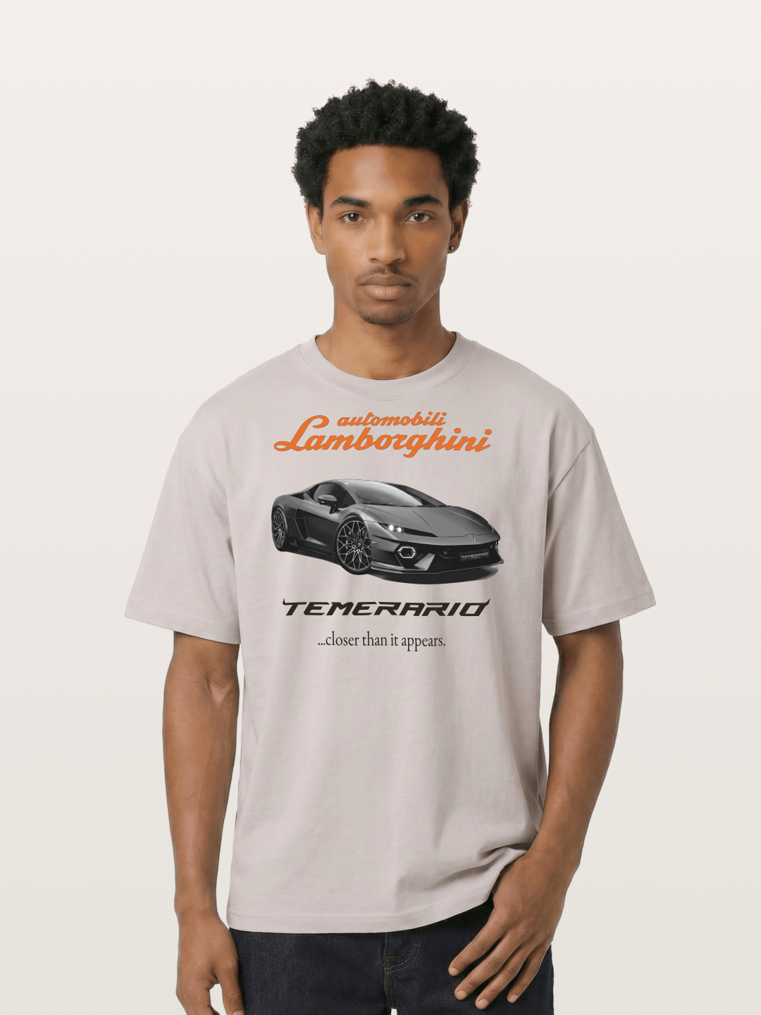 Lamborghini Temerario Grey Sports Car Cotton T-shirt