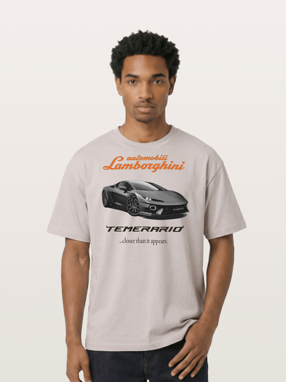 Lamborghini Temerario Grey Sports Car Cotton T-shirt