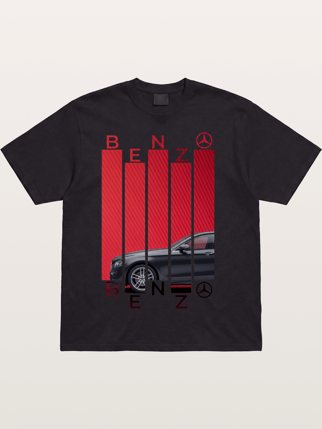 Benz Barcode Style Print Cotton T-shirt