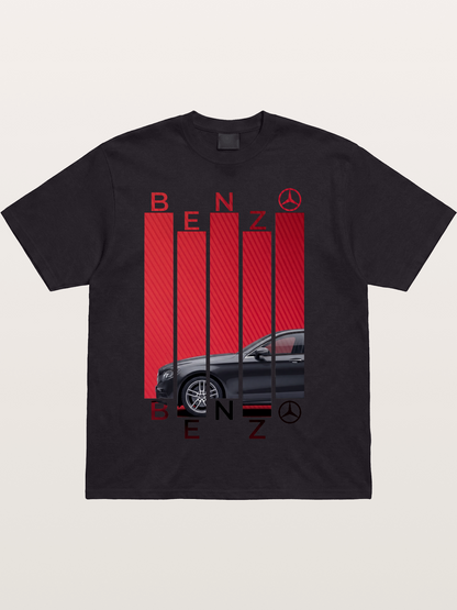 Benz Barcode Style Print Cotton T-shirt