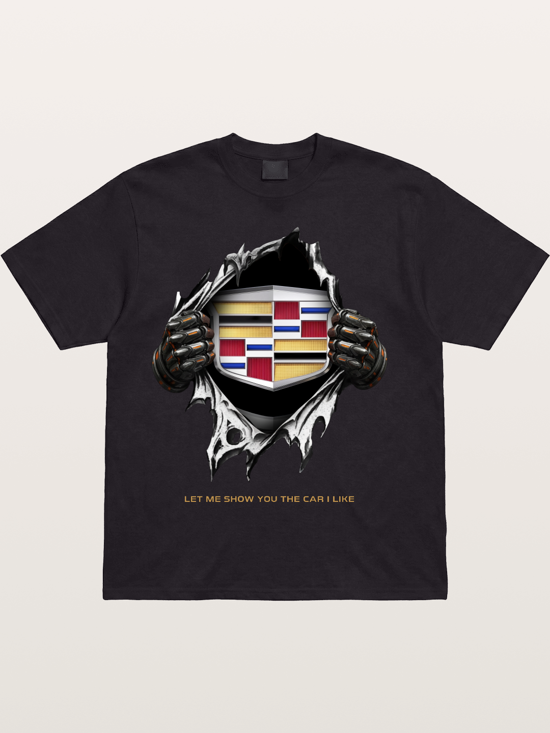 Cadillac Crest Tear Through Effect Cotton T-shirt