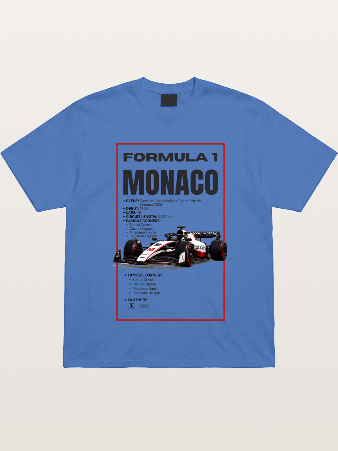 F1 Monaco Grand Prix Fact Sheet Gildan T-shirt