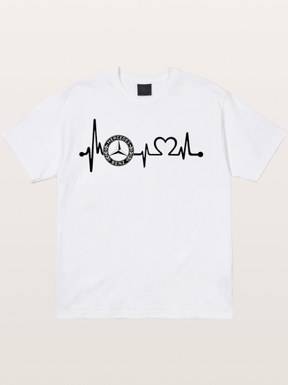 Mercedes Heartbeat Logo Art Cotton T-shirt