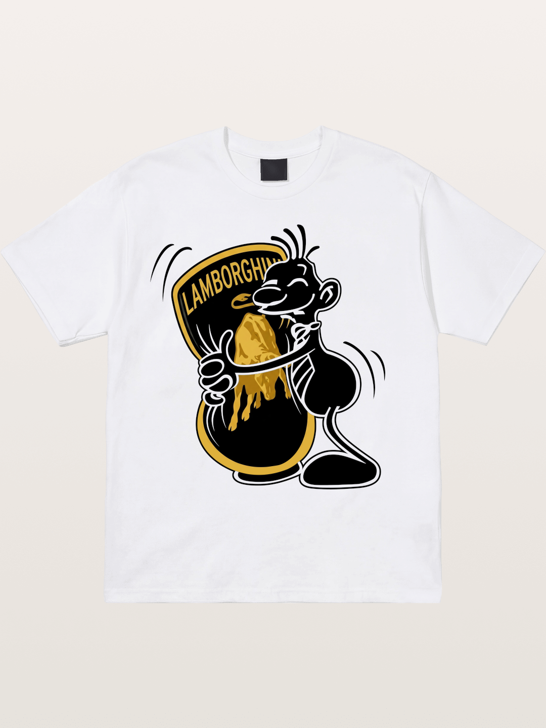 Cartoon Hugs Lamborghini Logo Cotton T-shirt