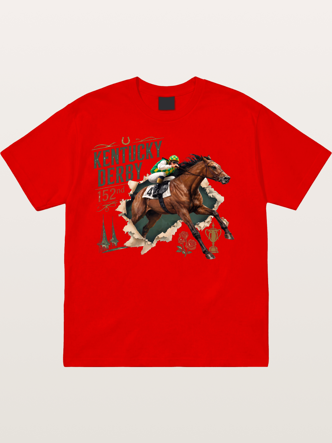 Kentucky Derby 152nd Horse & Roses Cotton T-shirt