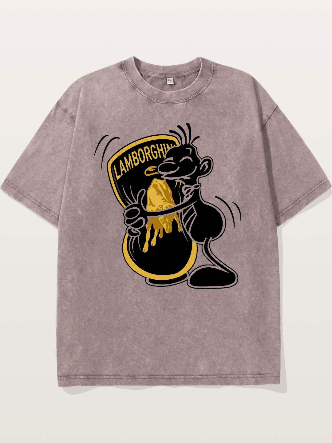 Cartoon Hugs Lamborghini Logo Washed T-shirt