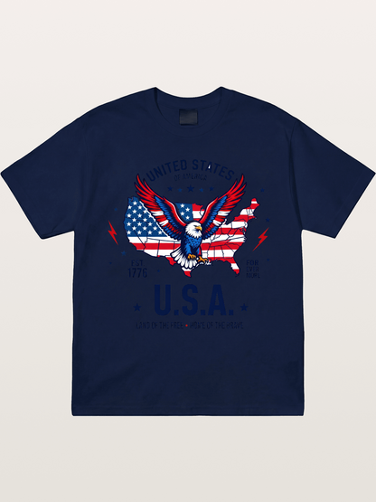 USA Map Eagle Flag Design Gildan T-shirt