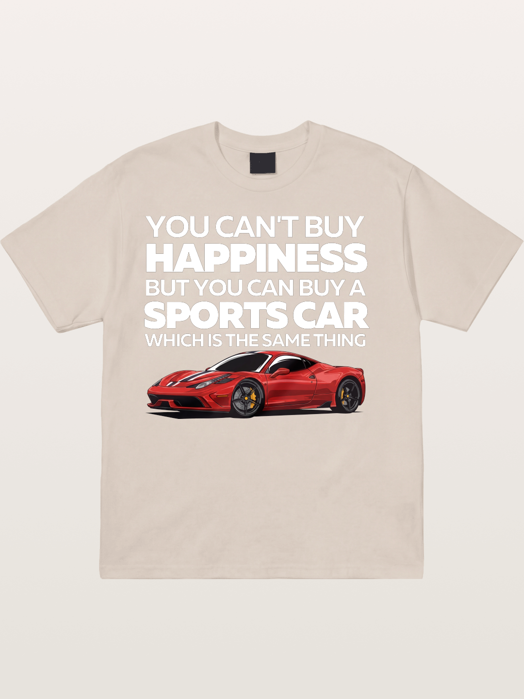 Sports Car Happiness Quote Red Ferrari Cotton T-shirt
