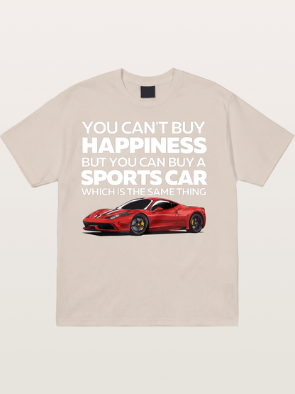 Sports Car Happiness Quote Red Ferrari Cotton T-shirt