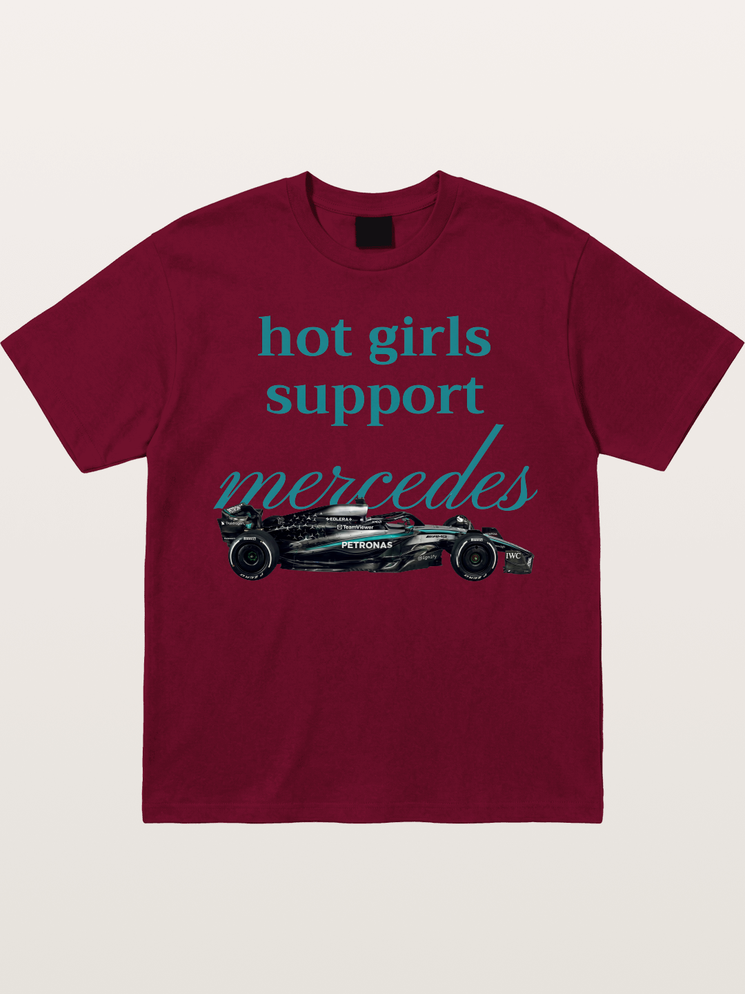 Mercedes F1 Racing Text Print Gildan T-shirt