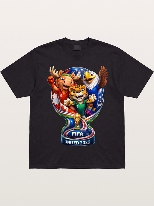 World Cup Mascots Globe Design Gildan T-shirt