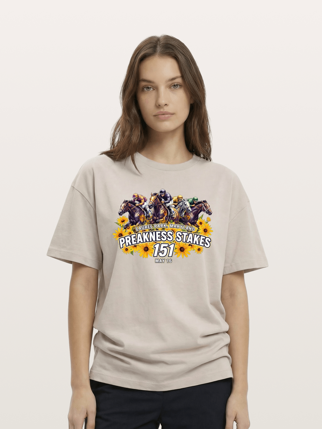 Preakness 151 Sunflower Racing Art Cotton T-shirt