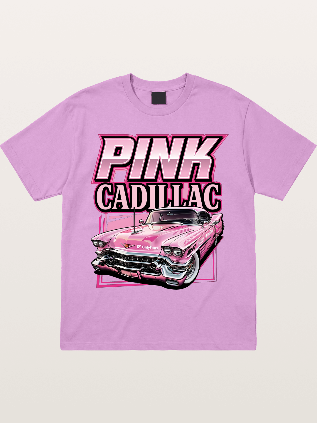 Pink Cadillac Classic Car Art Print Gildan T-shirt