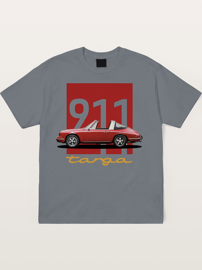 911 Targa Red Vintage Print Cotton T-shirt