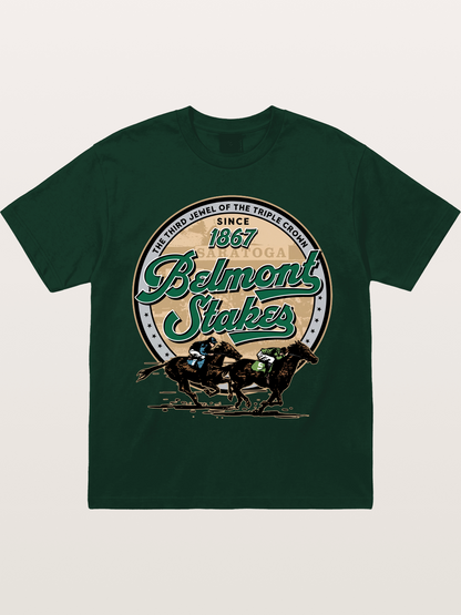 Belmont Stakes Two Horses Racing Gildan T-shirt