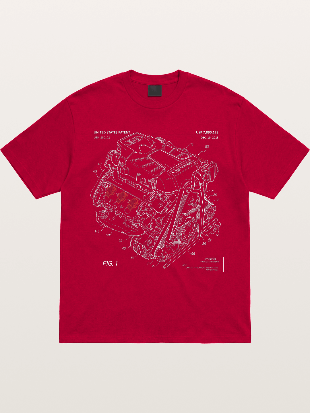 V6 TFSI Audi Powertrain Patent Drawing Gildan T-shirt