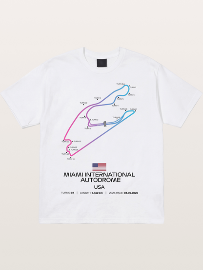 Miami Autodrome F1 Track Map Cotton T-shirt