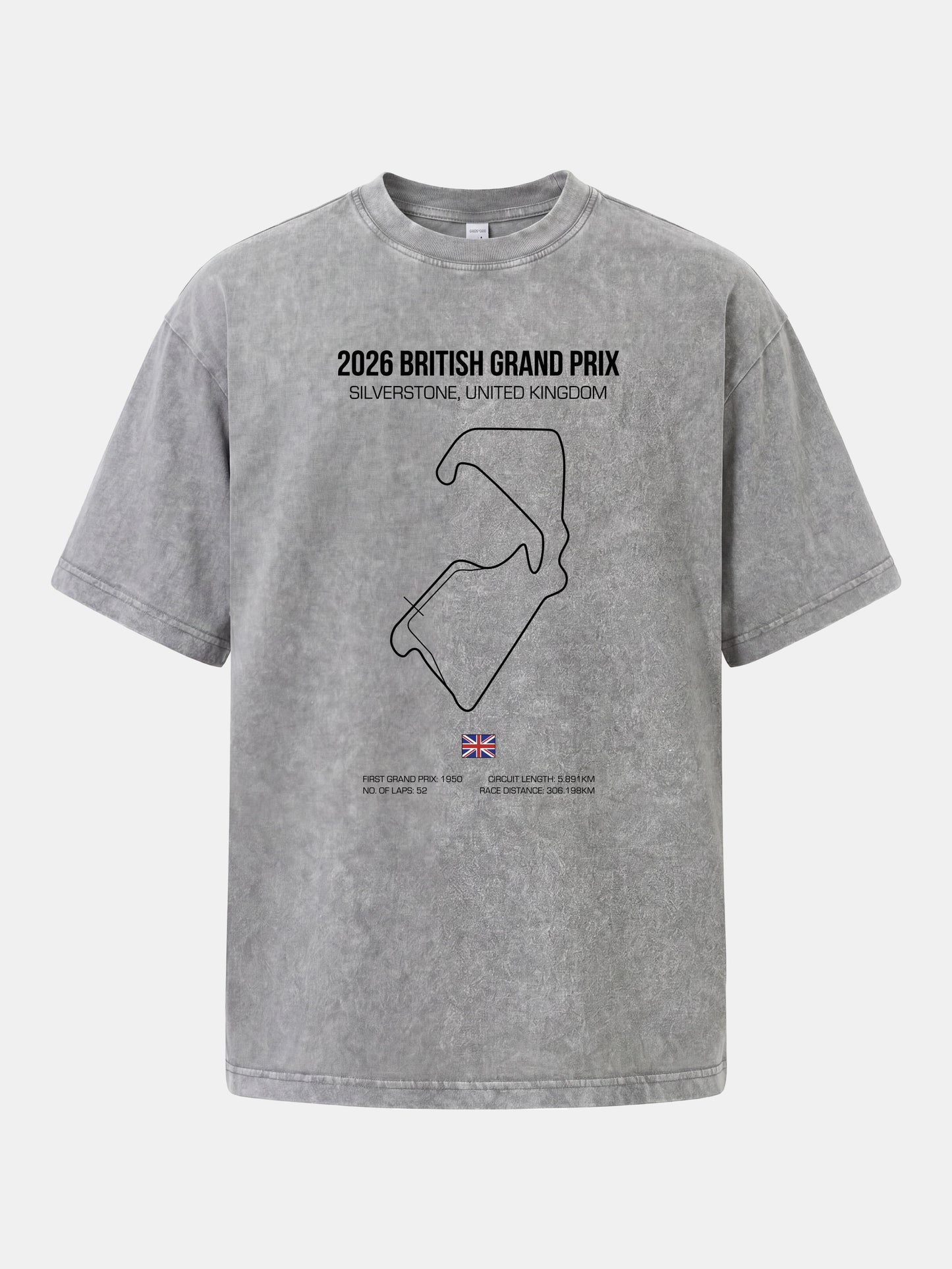 British Grand Prix Silverstone Track Outline Washed T-shirt