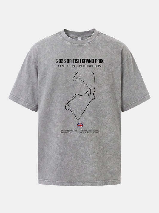 British Grand Prix Silverstone Track Outline Washed T-shirt