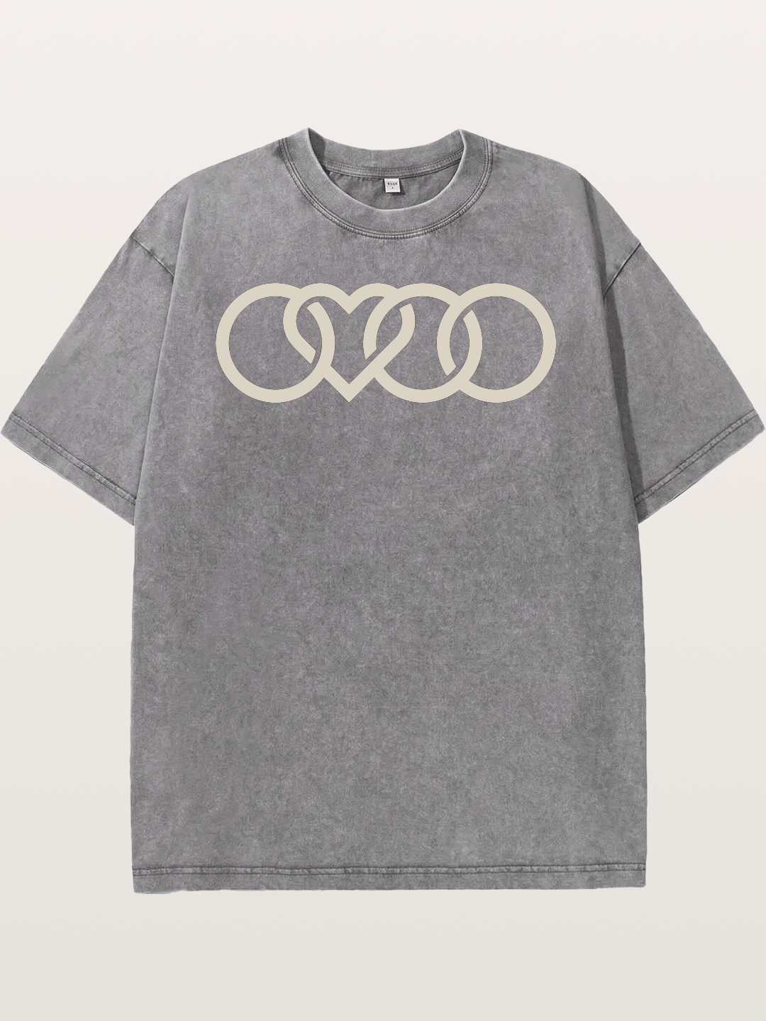Audi Four Rings Heart Shape Washed T-shirt