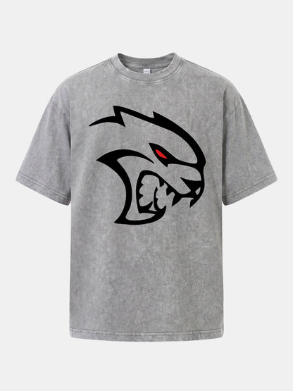 Hellcat Devil Face Silhouette Washed T-shirt
