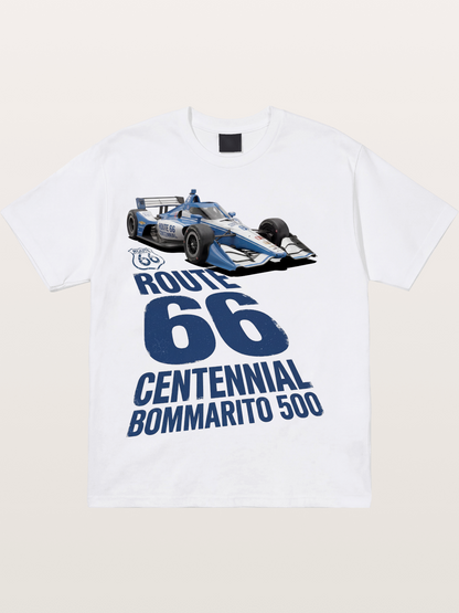 Blue IndyCar Route66 Print Cotton T-shirt