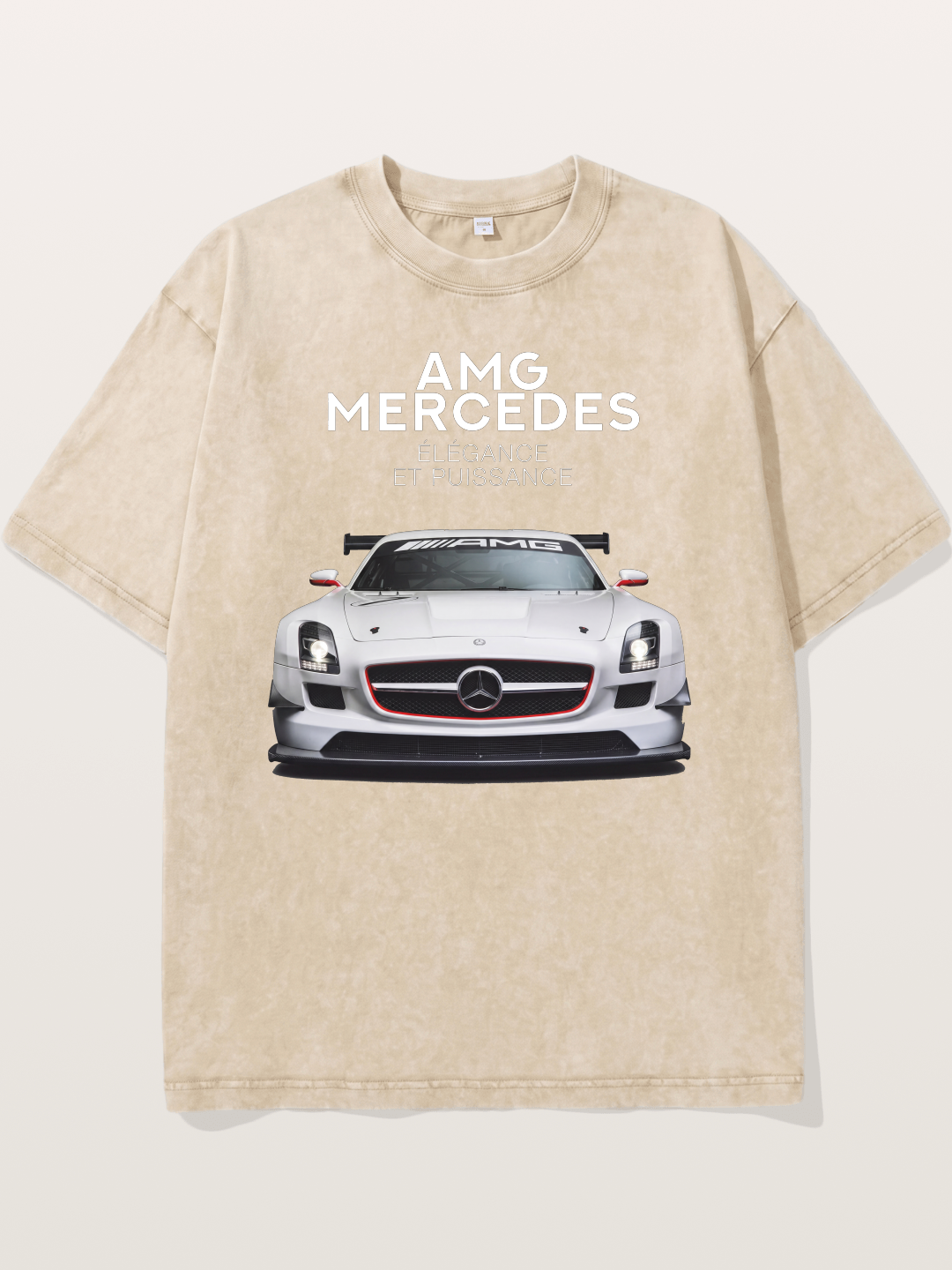 Mercedes AMG SLS White Race Car Washed T-shirt
