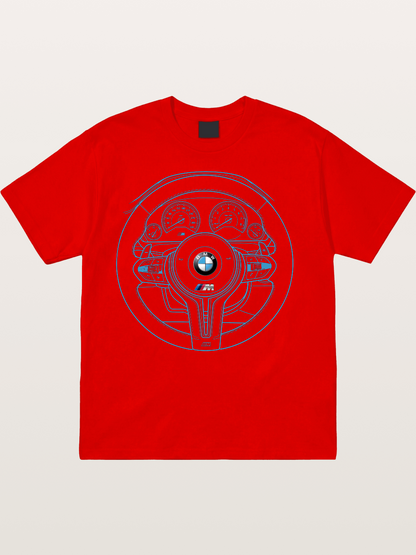 BMW M Vintage Steering Wheel Draft Cotton T-shirt