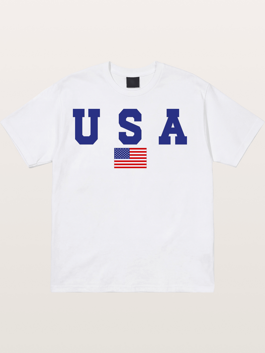 USA Letters With American Flag Cotton T-shirt