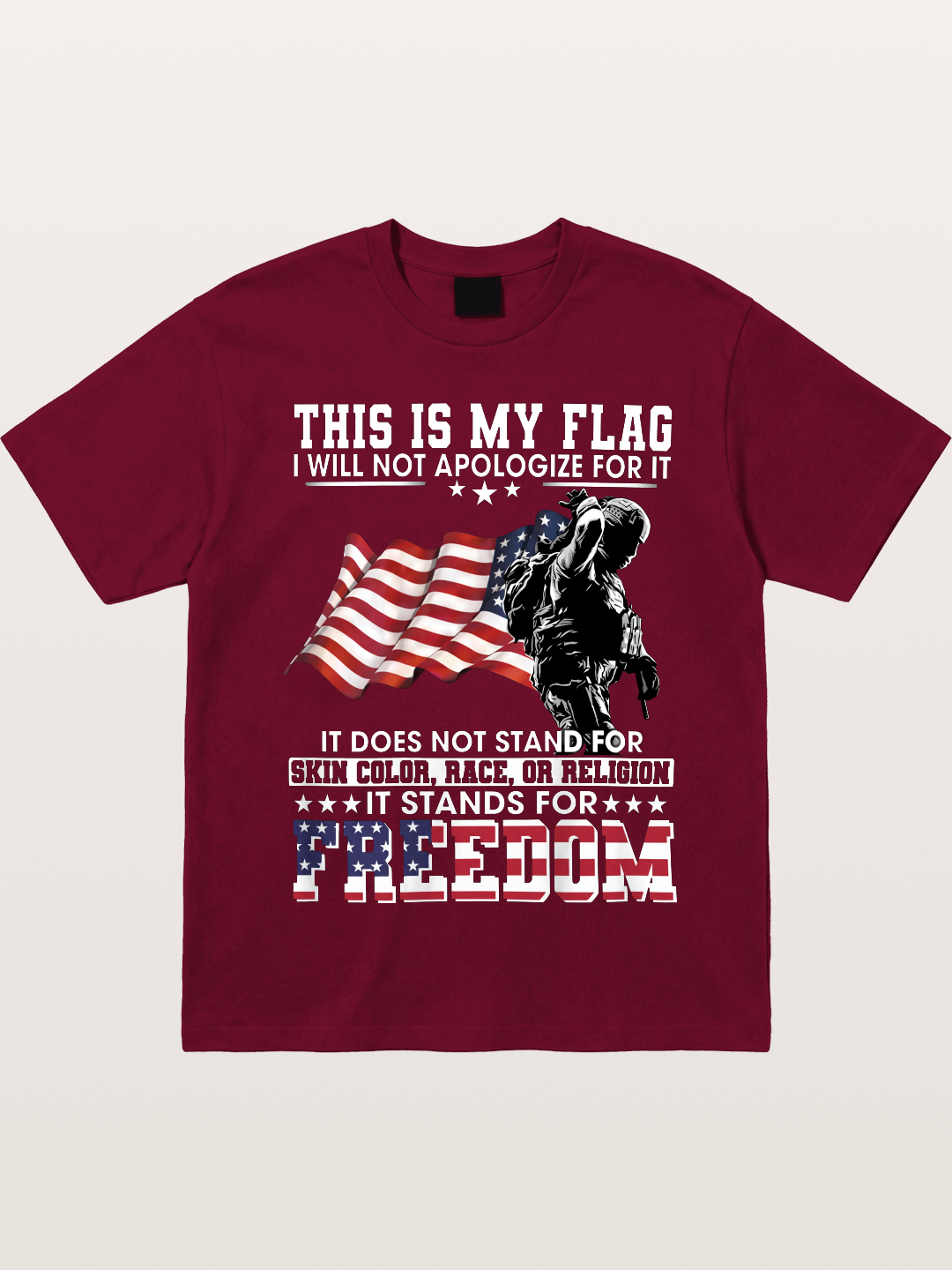 Freedom Soldier American Flag Silhouette Gildan T-shirt