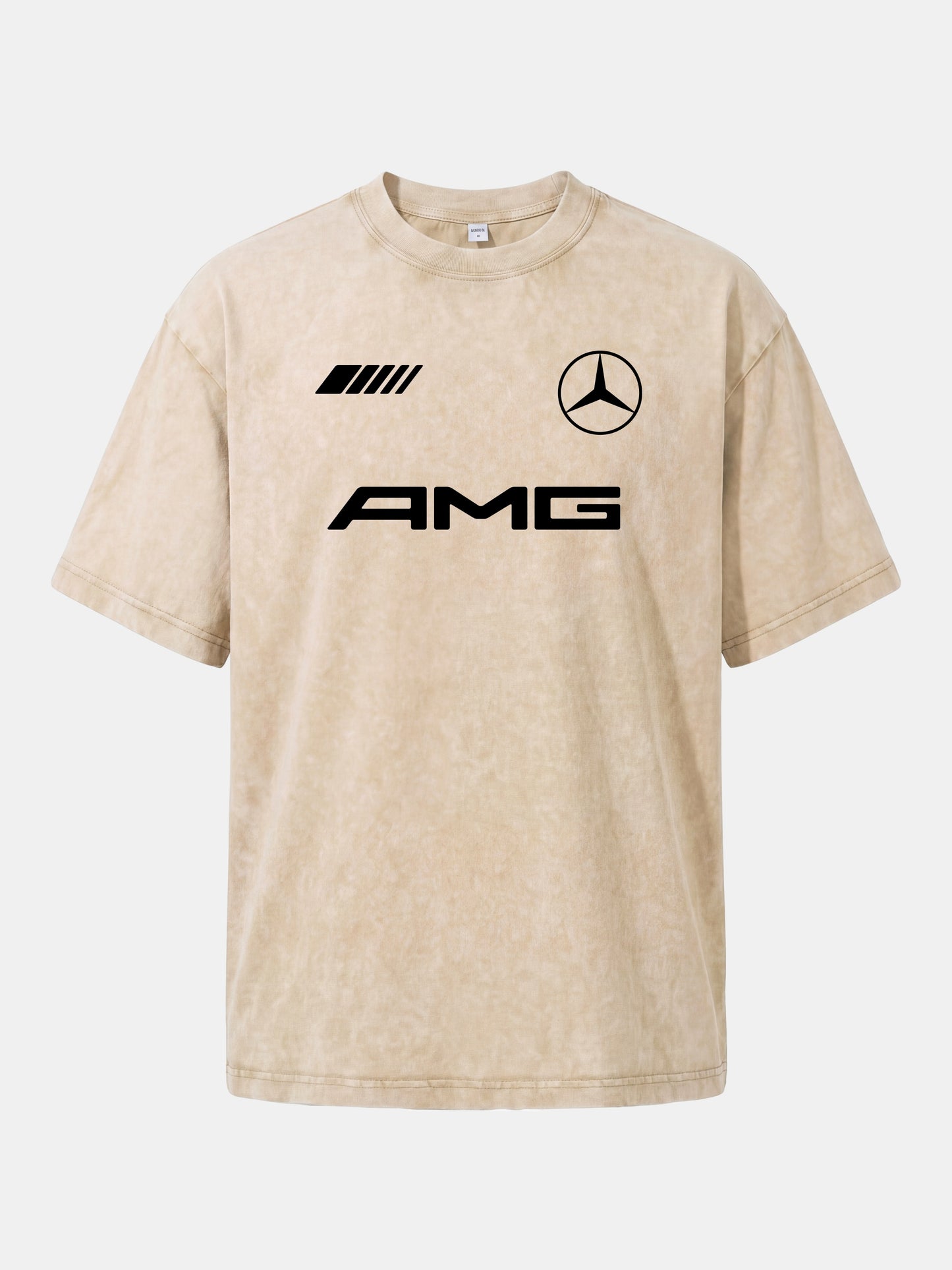 Bold Black AMG With Three Strip Mark Washed T-shirt