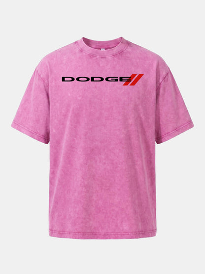 Dodge Red Strip Badge Print Washed T-shirt