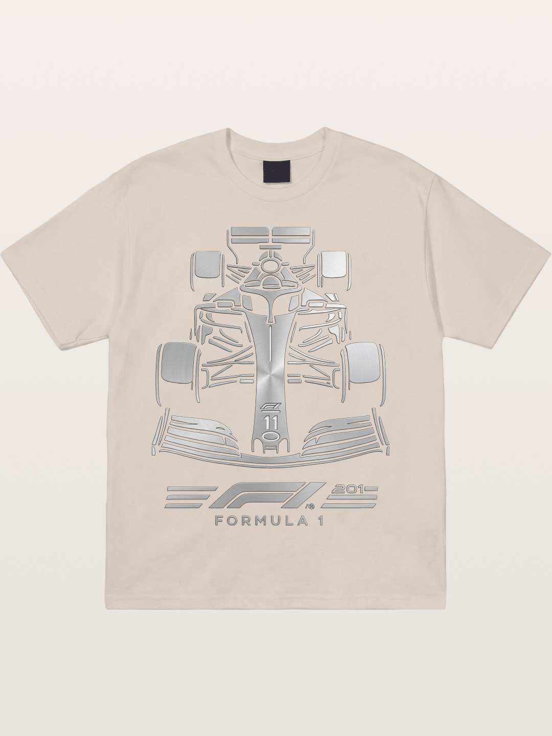 Silver F1 Car Line Art Print Cotton T-shirt