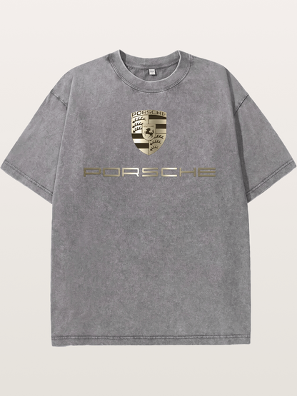 Metallic Porsche Shield Logo Washed T-shirt