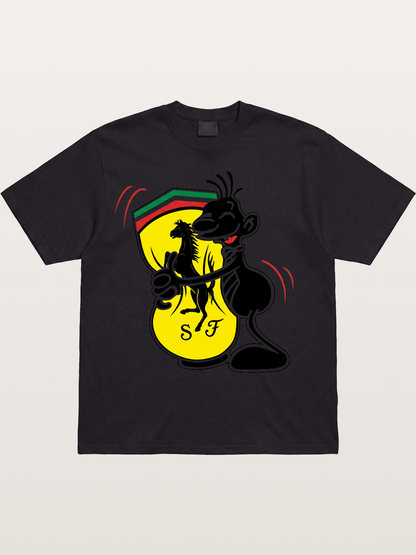 Cartoon Figure Embraces Ferrari Cotton T-shirt