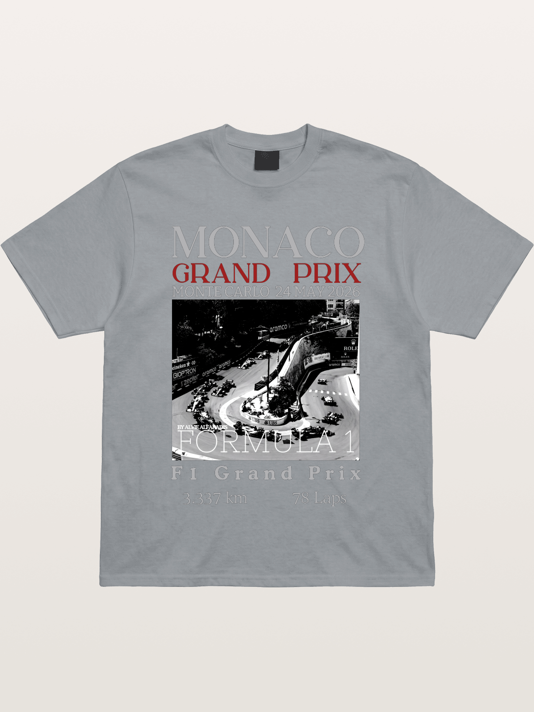 Monaco Grand Prix Black White Aerial Gildan T-shirt