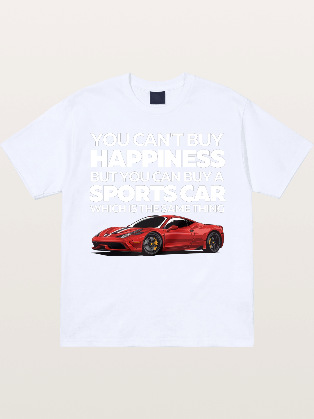 Sports Car Happiness Quote Red Ferrari Gildan T-shirt