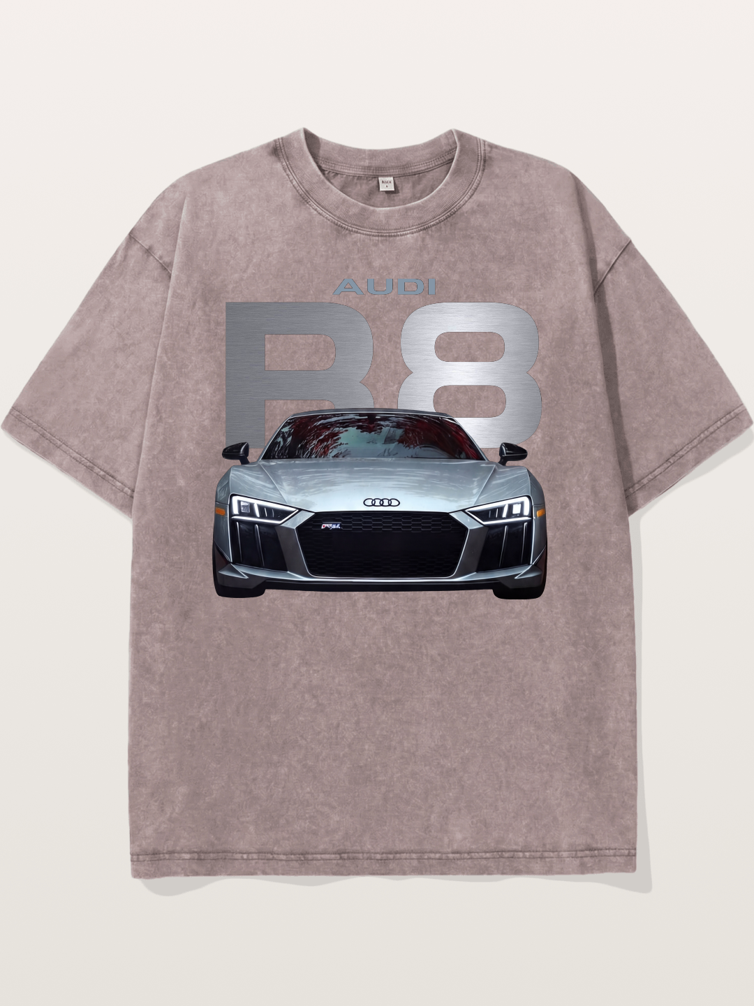 Audi R8 Silver Supercar Front Washed T-shirt