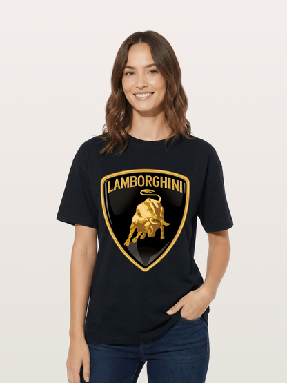 Lamborghini Gold Bull Shield Emblem Cotton T-shirt