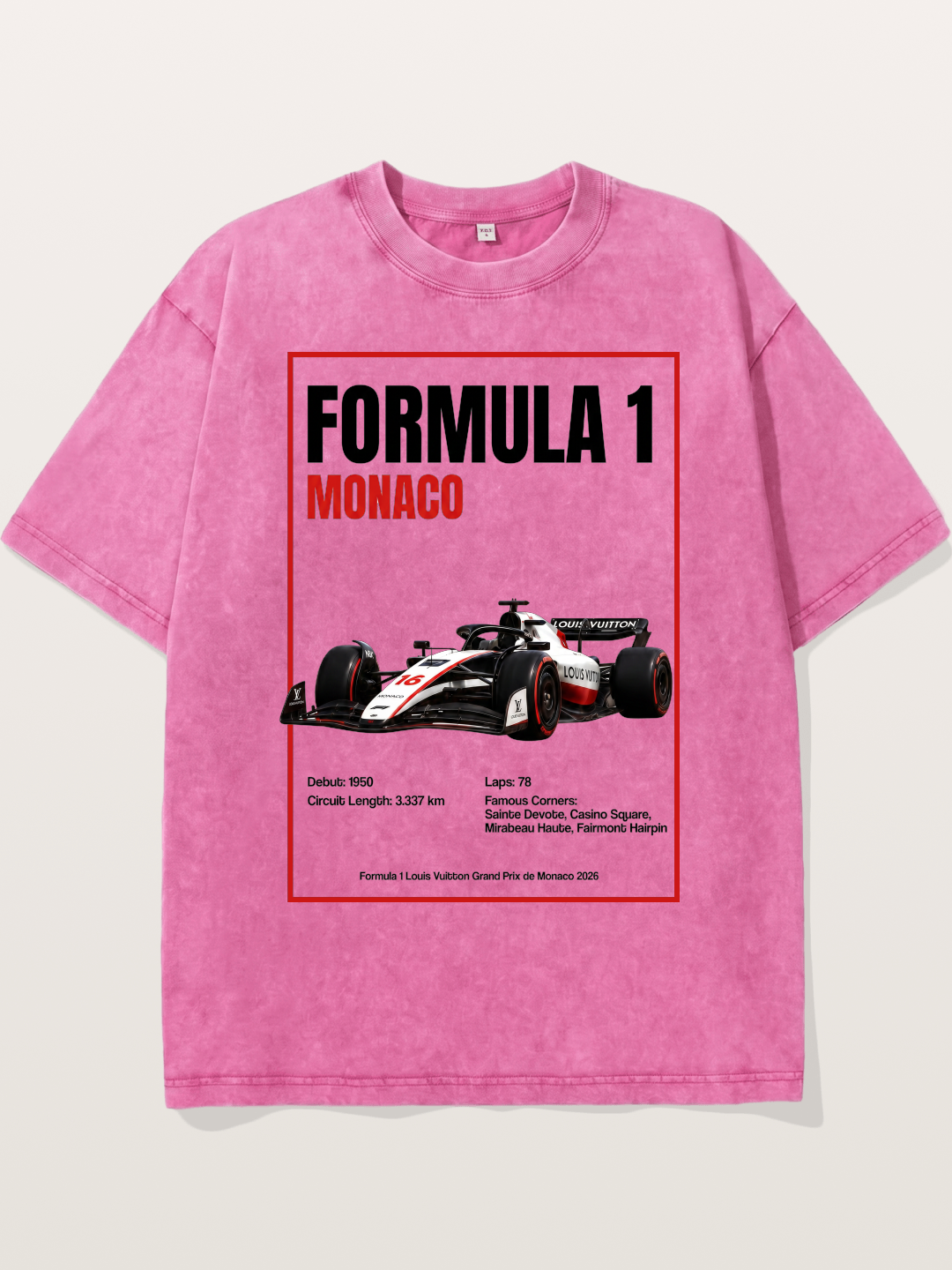 F1 Monaco LV Racing Car Poster Washed T-shirt